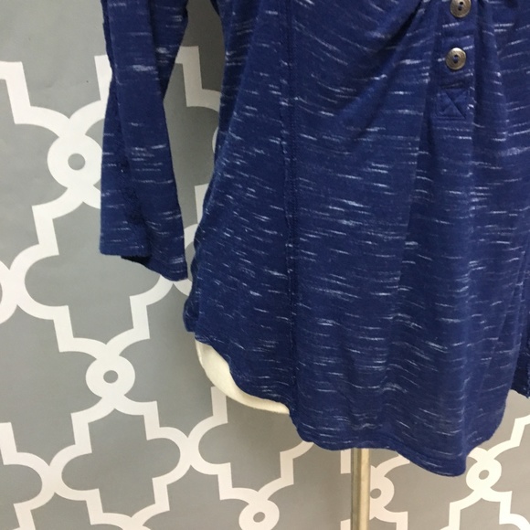 💎 Self Esteem Navy Blue 3/4in Sleeve Henley Top - Picture 2 of 7